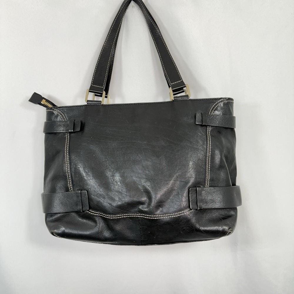 Michael Kors Large Yacht Style Large Black Leather Purse Bag Tote‎ - Picture 2 of 10